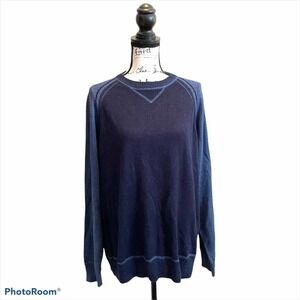 F/X Fusion Mens Sweater Blue Size Large Pullover Contrast Knit Workwear Casual